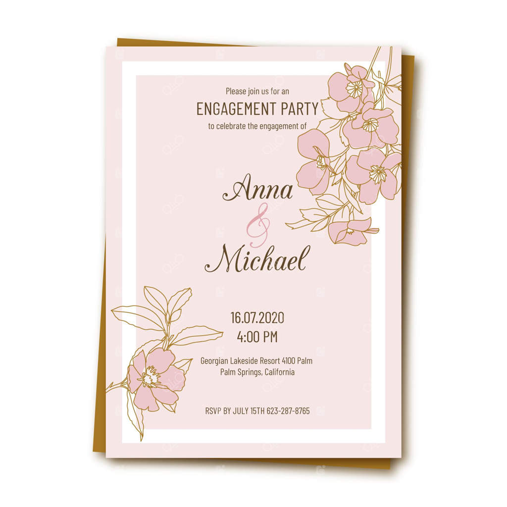 قالب دعوتنامه نامزدی با طرح گل