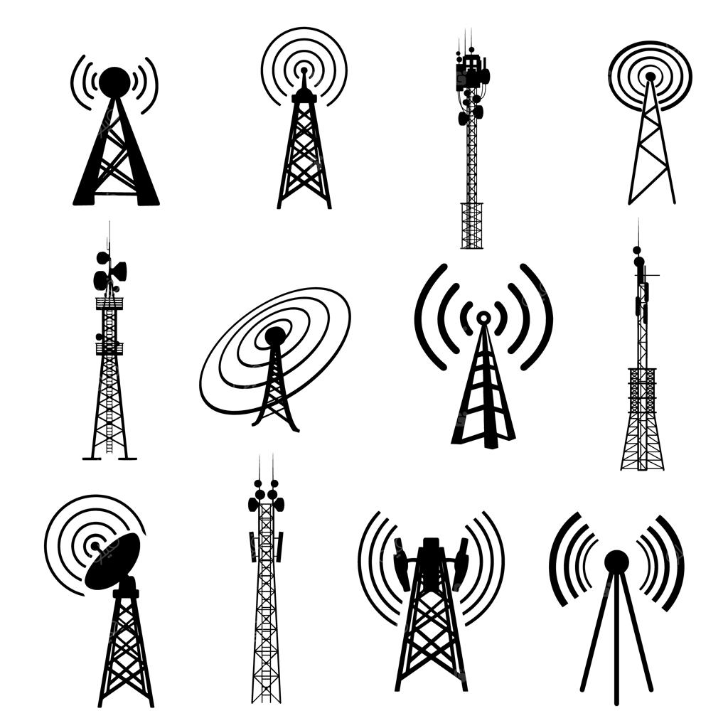 تصویرسازی وکتور دکل و برج مخابراتی برای زیرساخت‌های ارتباطی