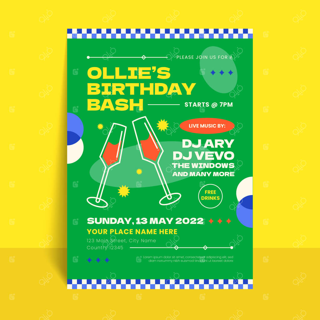 تراکت جشن تولد با طراحی دست‌ساز و سبک ساده