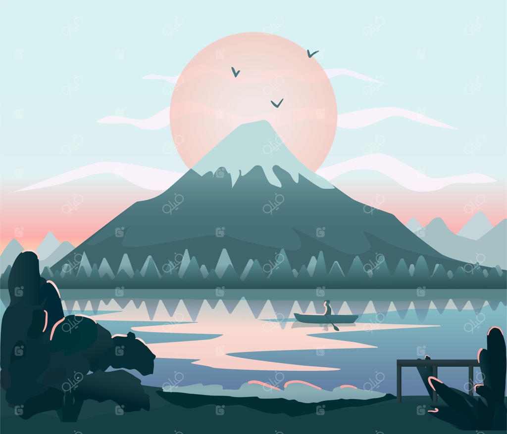 طبیعت زیبای ژاپن: تصویرسازی وکتور از کوه‌ها و مناظر