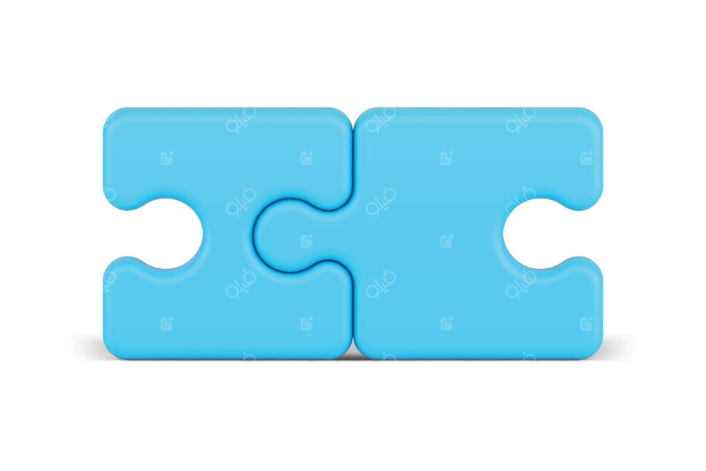 تیم سرهم‌بندی قطعات پازل: اتصال روابط، جزئیات آبی، همکاری و همبستگی - نماد سه‌بعدی