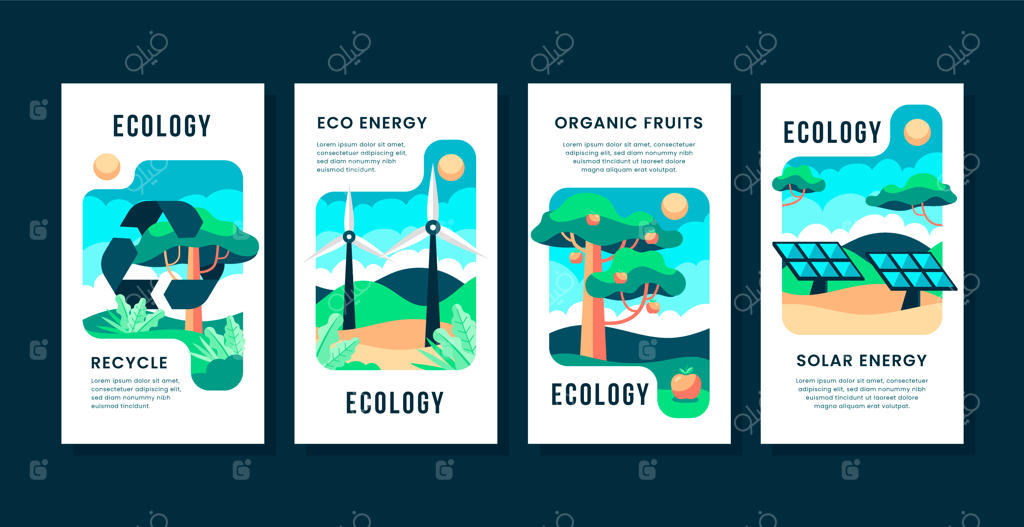 مجموعه‌ای از داستان‌های اینستاگرام با طراحی تخت درباره محیط زیست و حفاظت از محیط زیست