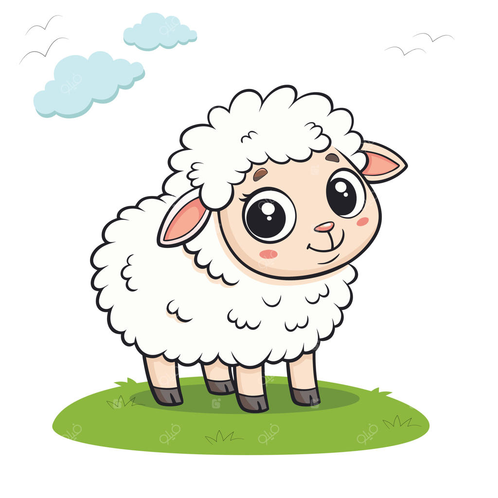 تصویرسازی گوسفند بامزه برای کتاب کودک و مهدکودک