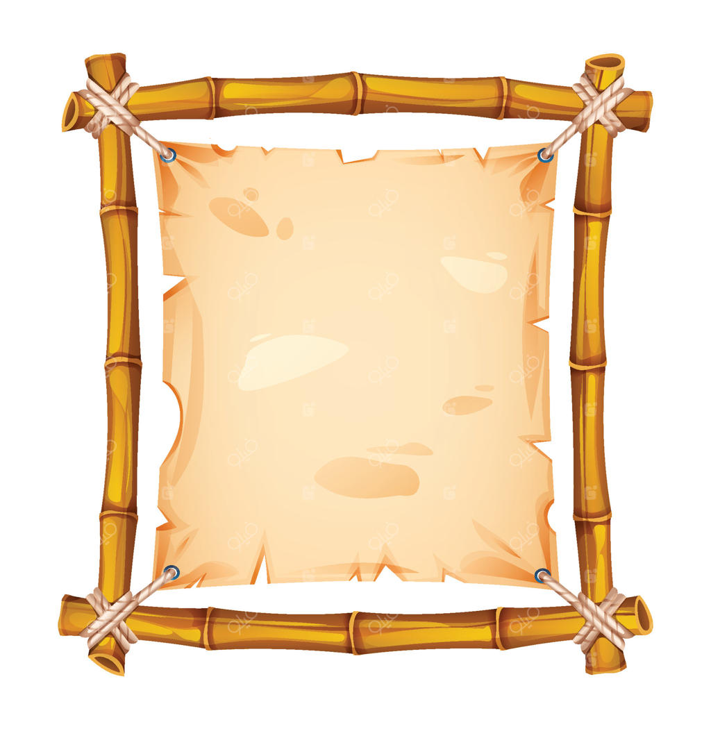 قاب بامبو با کاغذ کهنه و لبه‌های تیز؛ مناسب برای بنرها و پروژه‌های خلاقانه. تصویر کارتونی