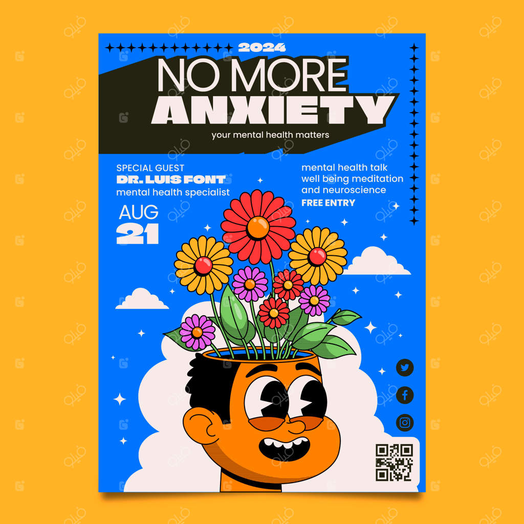 قالب پوستر دست‌ساز برای اضطراب