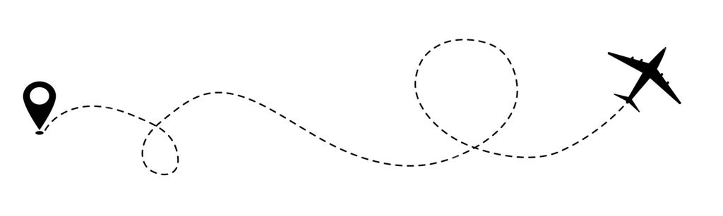 برنامه سفر: رد قلبی شکل، مسیر هواپیما، خط چین عاشقانه، ردیابی ساده سفر هوایی روی زمینه سفید. نقشه با نقطه شروع. تتو.
