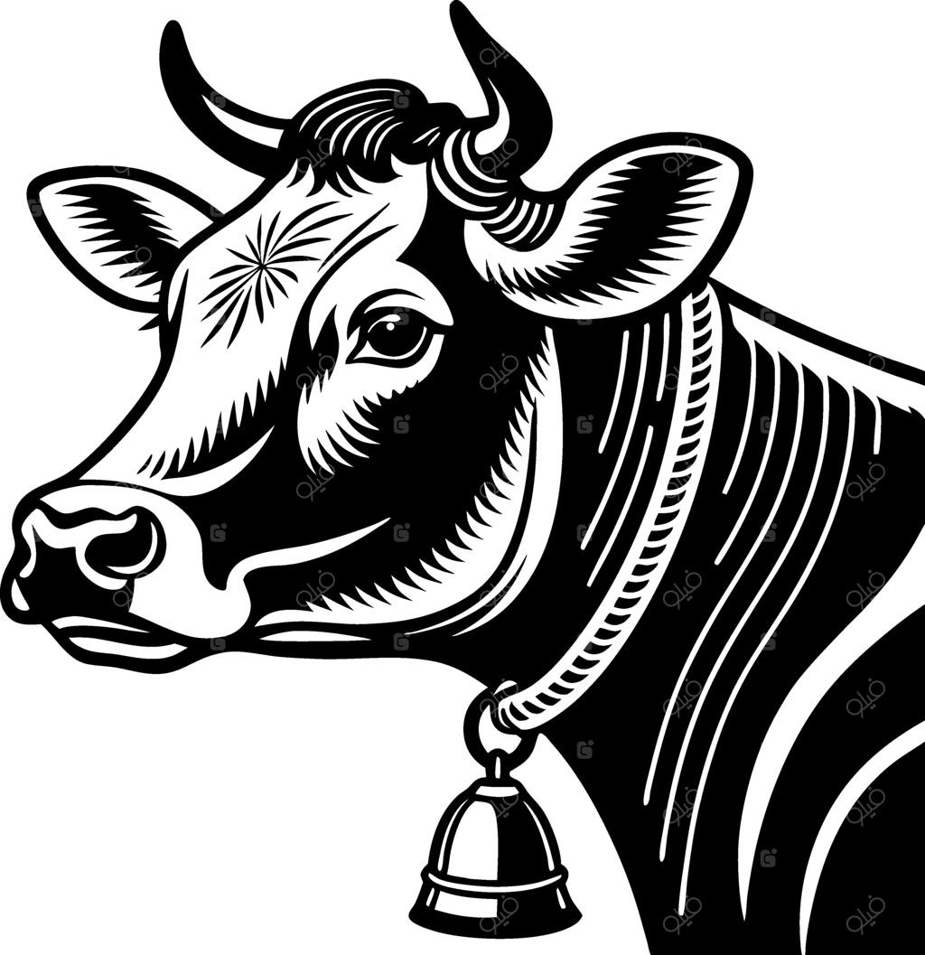 تصویرسازی پرجزئیات سر گاو برای طراحی با تم مزرعه و ایده‌های تتو