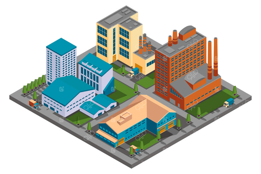 کارخانه در نمای ایزومتریک
