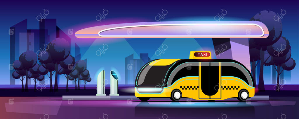 شارژ تاکسی برقی مدرن در ایستگاه قدرت گاراژ