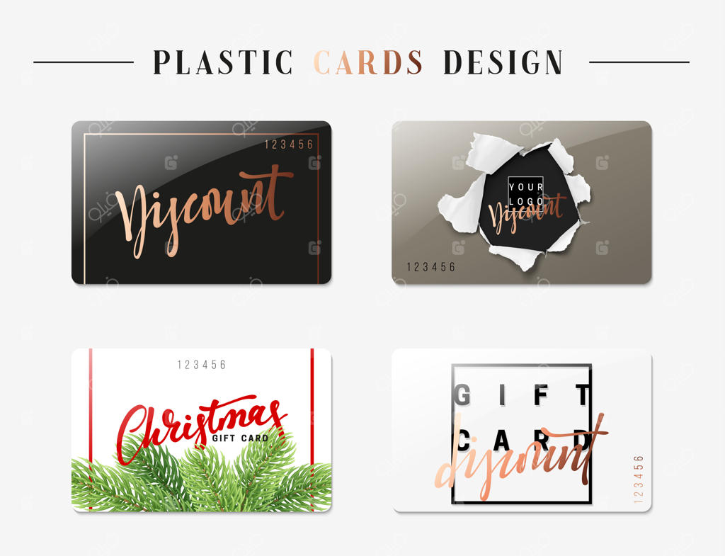 مجموعه کارت‌های تخفیف هدیه: الگوهای مد رنگارنگ و متنوع. کارت تخفیف کریسمس. تصویر برداری وکتور.