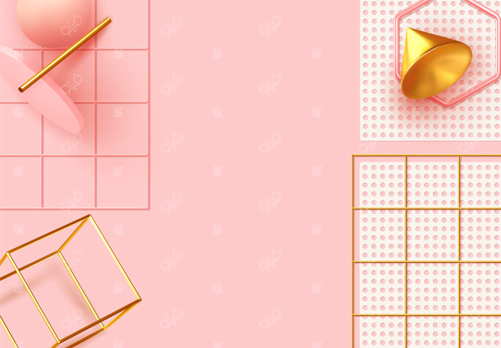 پس‌زمینه انتزاعی و مینیمال خلاقانه. ترکیب با اشیای سه‌بعدی واقعی. پس‌زمینه‌ای با اشکال هندسی. بنر مدرن و پوستر وب. رنگ‌های ملایم صورتی و مرجانی. تصویرسازی برداری.