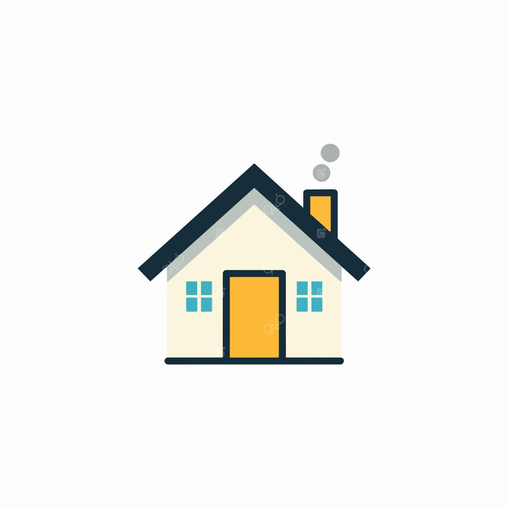 خانه‌ای با سقف مشکی و پس‌زمینه سفید