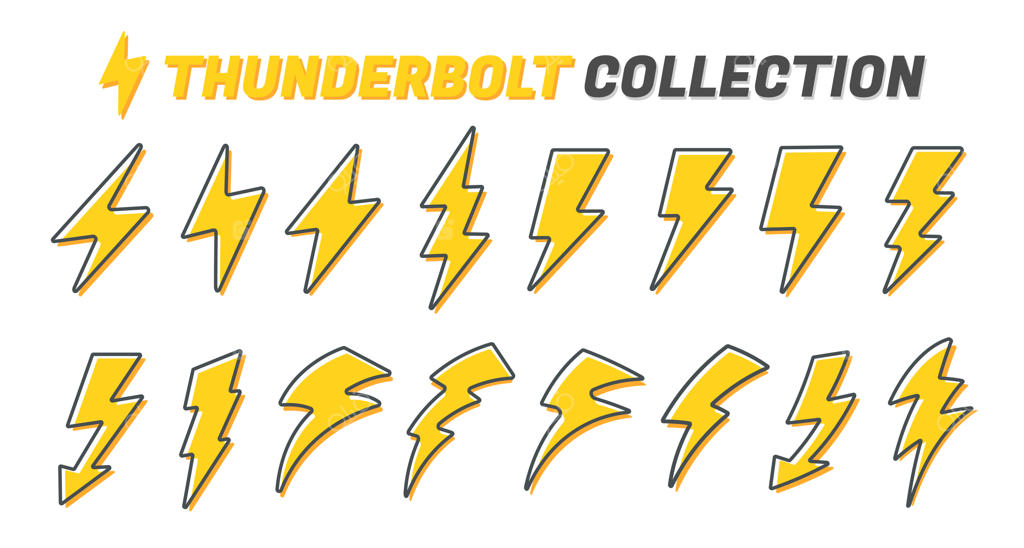 مجموعه آیکون‌های رعد و برق ساده