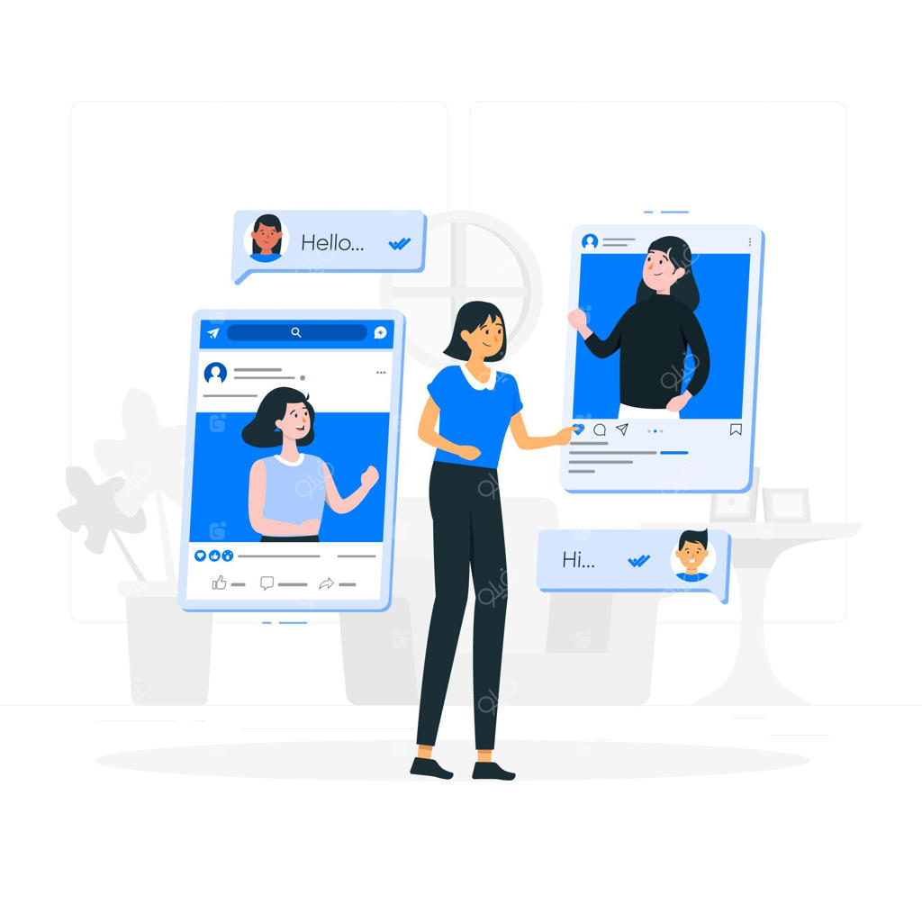 تصویرسازی مفهوم دوستان آنلاین