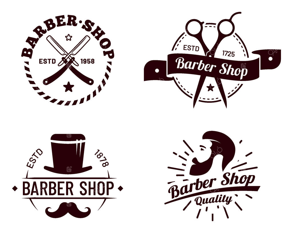 مجموعه نشان‌های قدیمی آرایشگر برای مدل‌ موهای مدرن