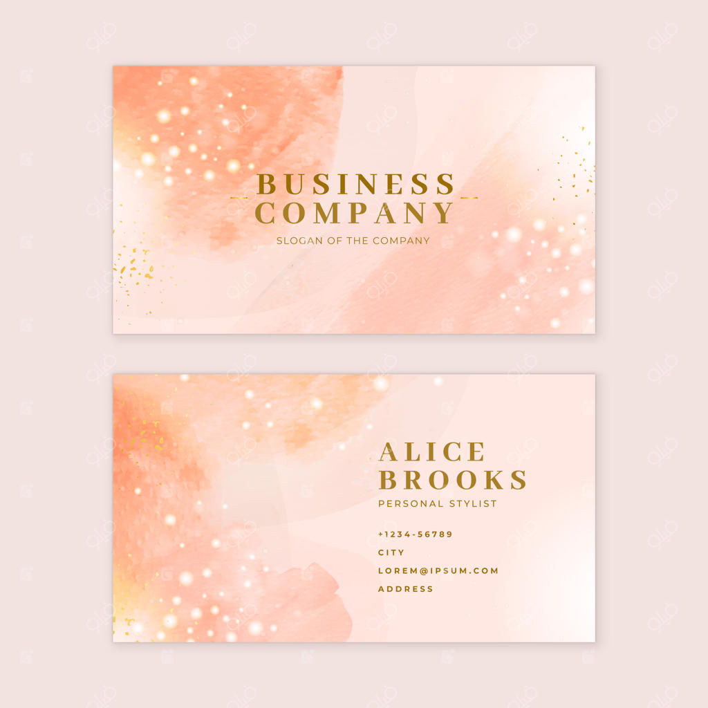 قالب کارت ویزیت لوکس با طراحی آبرنگی