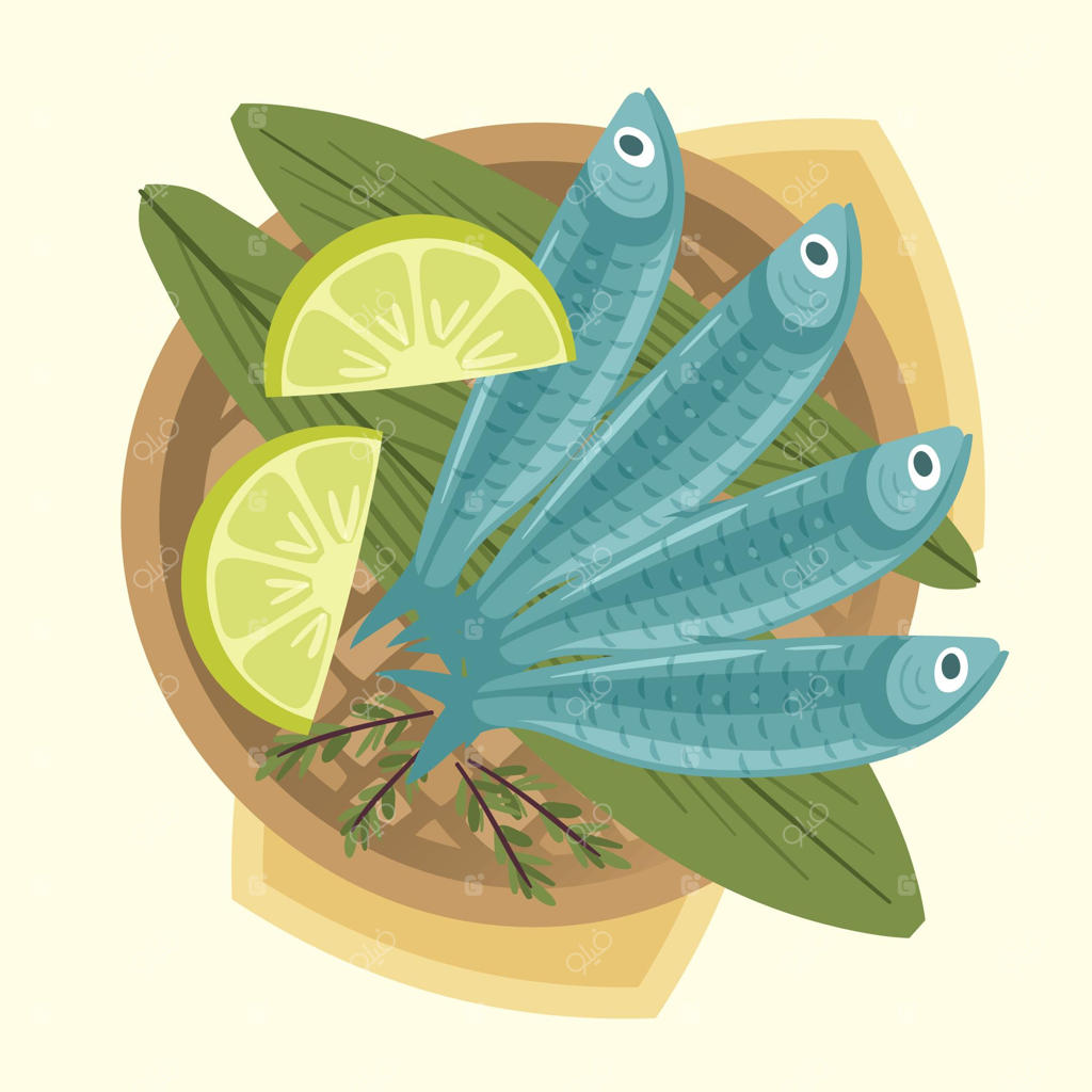 نقاشی دستی ساردین لذیذ