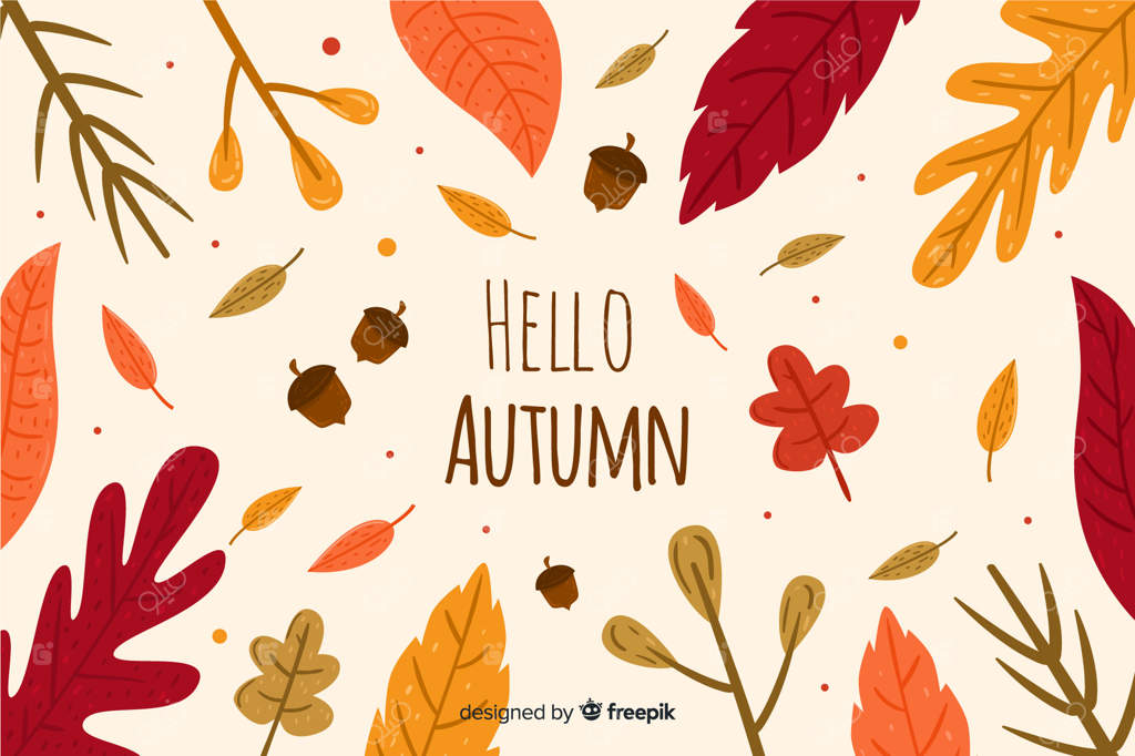 زمینه پاییزی با برگ‌های طراحی شده دستی