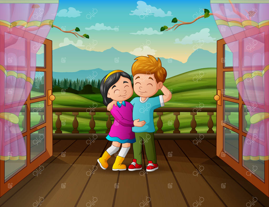 تصویر یک زوج نوجوان در بالکن خانه