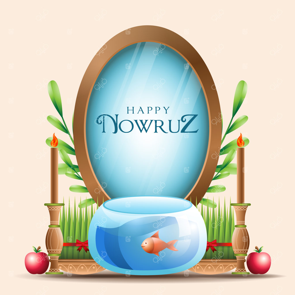 طراحی پوستر رنگارنگ تبریک نوروز برای شبکه‌های اجتماعی