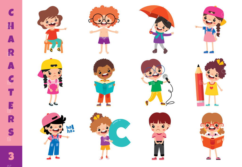 کودکان کارتونی در حال انجام فعالیت‌های مختلف