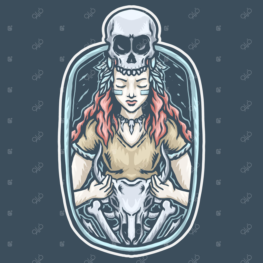 تصویر دختری با جمجمه و لباس هندی