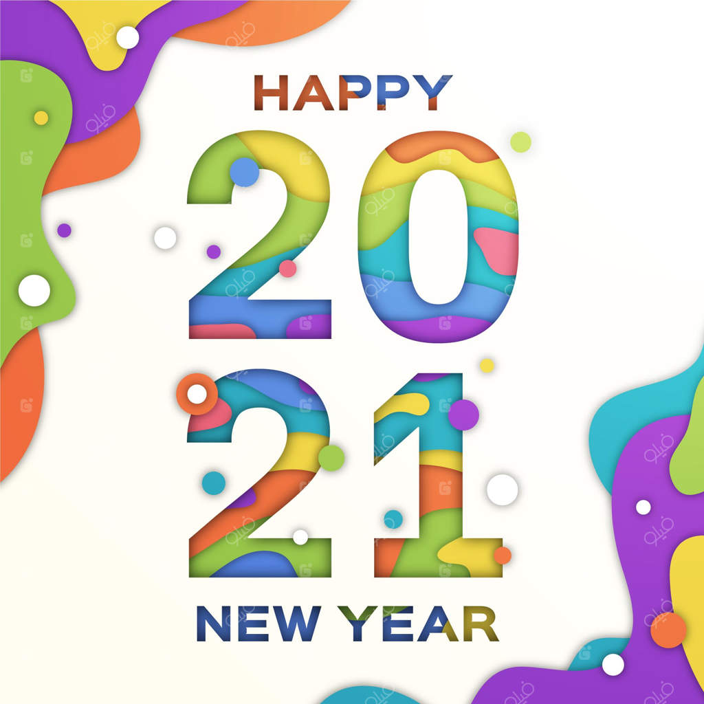 پس‌زمینه سال نو ۲۰۲۱ به سبک کاغذی