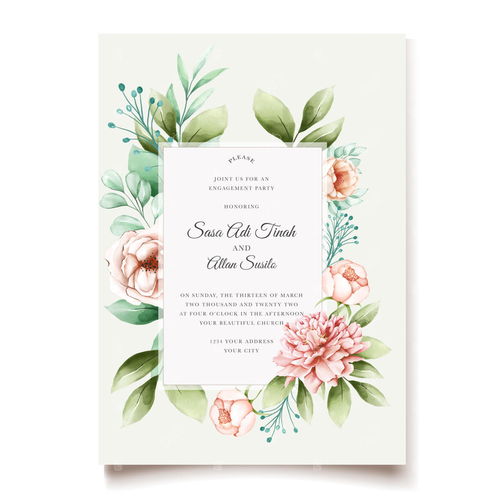 طرح کارت دعوت عروسی با گل‌های صدتومانی شیک و شکیل