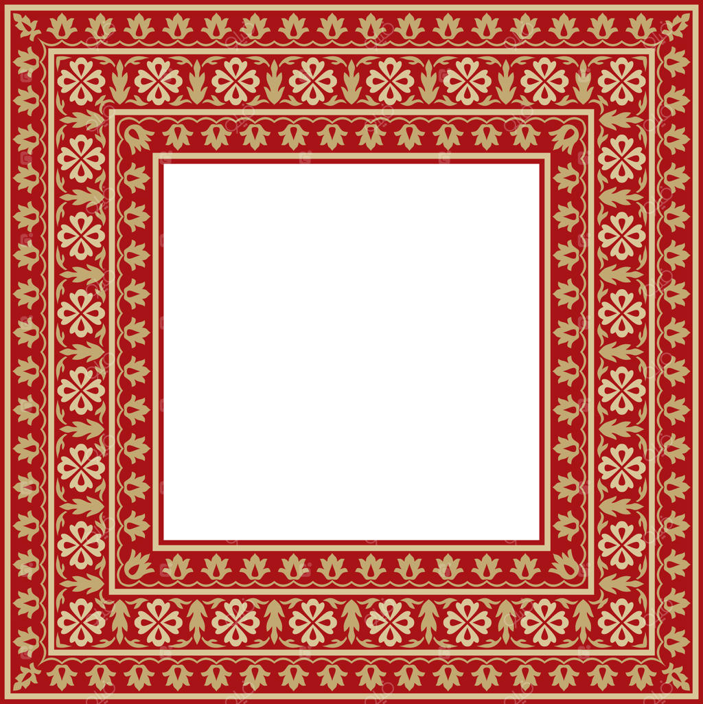 طلا با مربع قرمز و نقش ملی ترکی. حاشیه عثمانی، قاب. مستطیل قومی