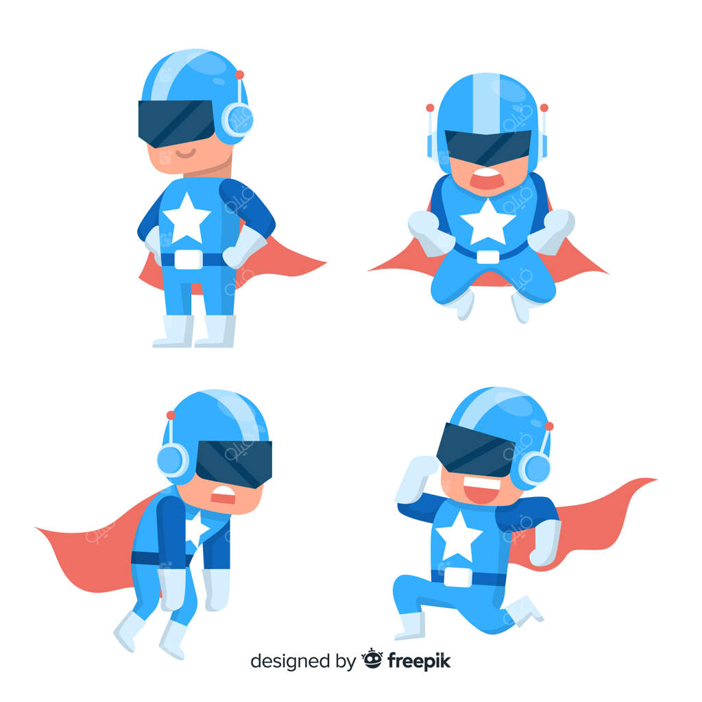 مجموعه‌ای از شخصیت‌های ابرقهرمان مدرن با طراحی ساده