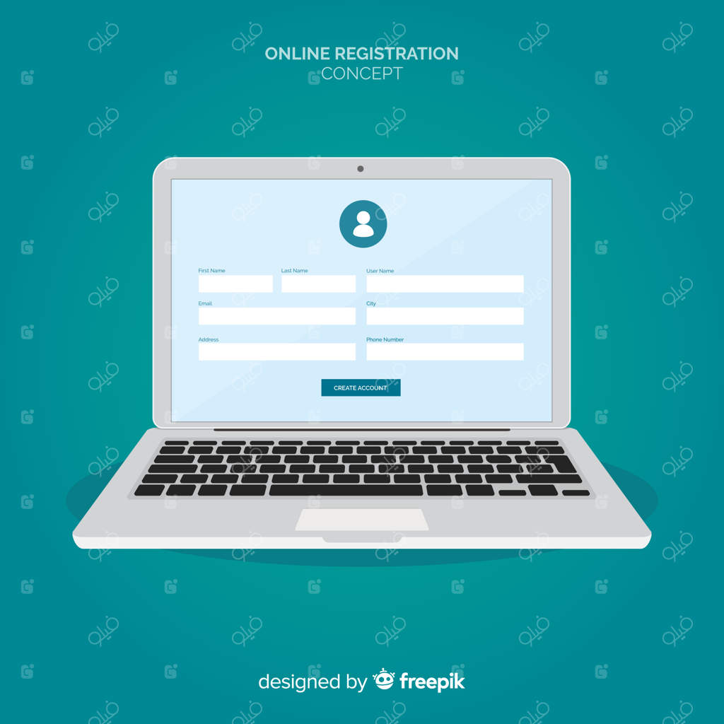 مفهوم ثبت نام آنلاین با طراحی ساده و شیک