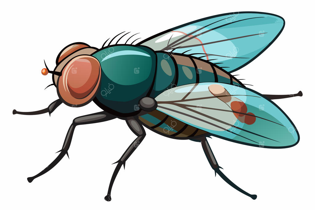 طرح یک مگس آبی با نقش و نگار آبی و سبز