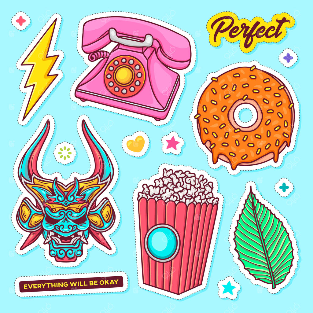 استیکر وکتور نقاشی دستی و رنگ‌آمیزی طرح‌های دوتل