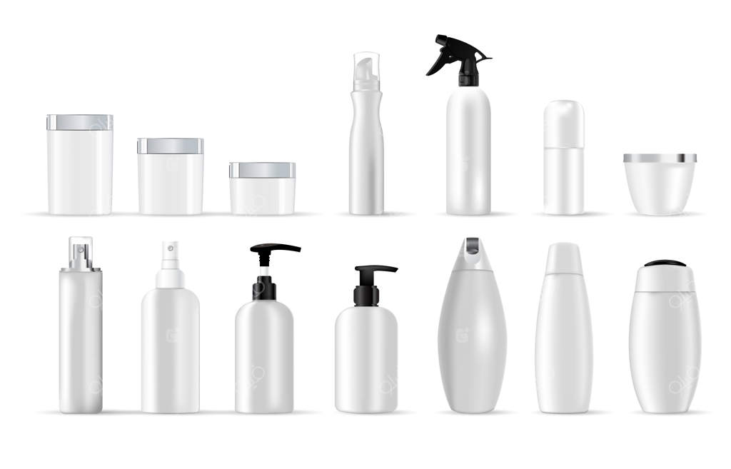 مجموعه قالب‌های خالی وکتور از ظروف پلاستیکی سفید