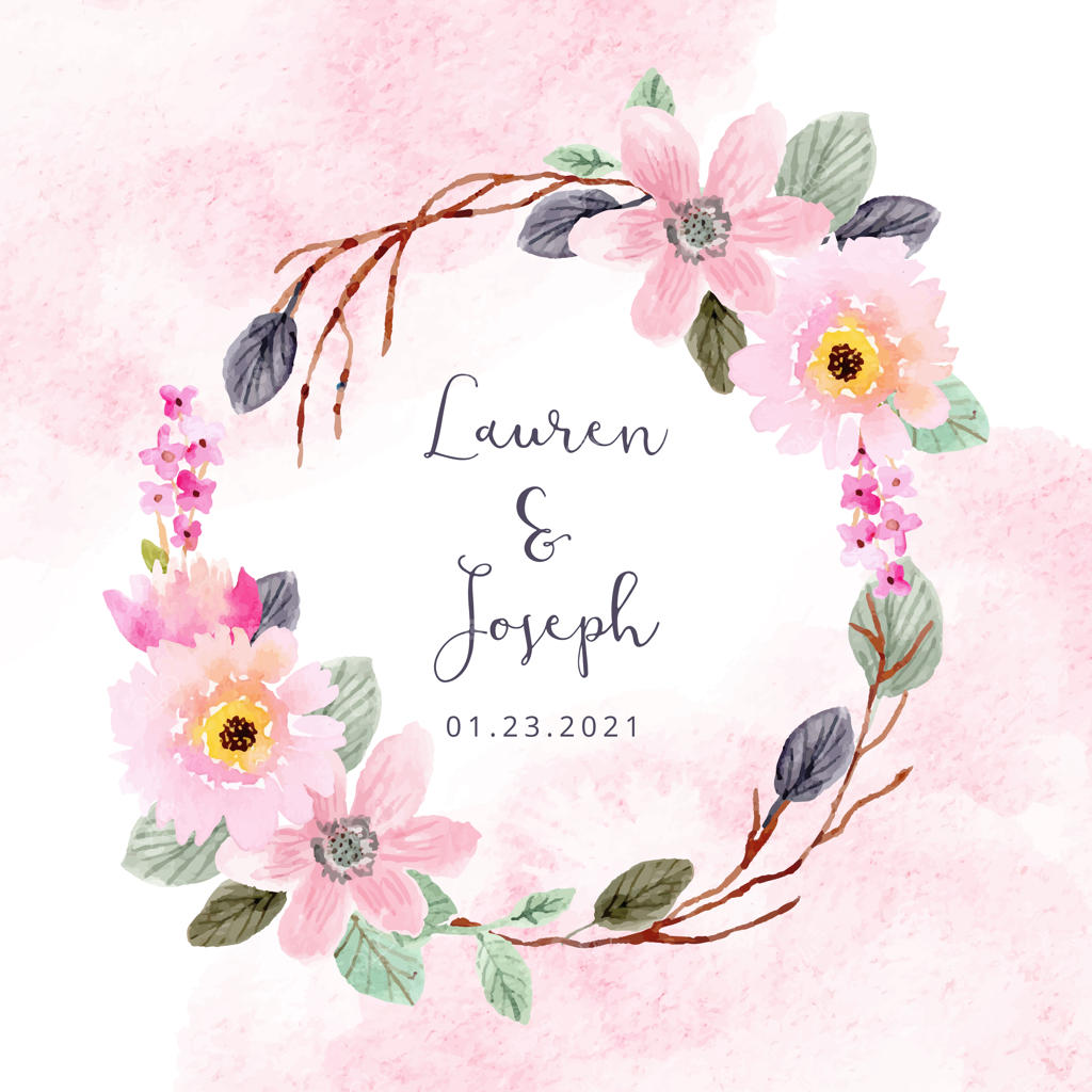 حلقه گل آبرنگی به رنگ صورتی ملایم