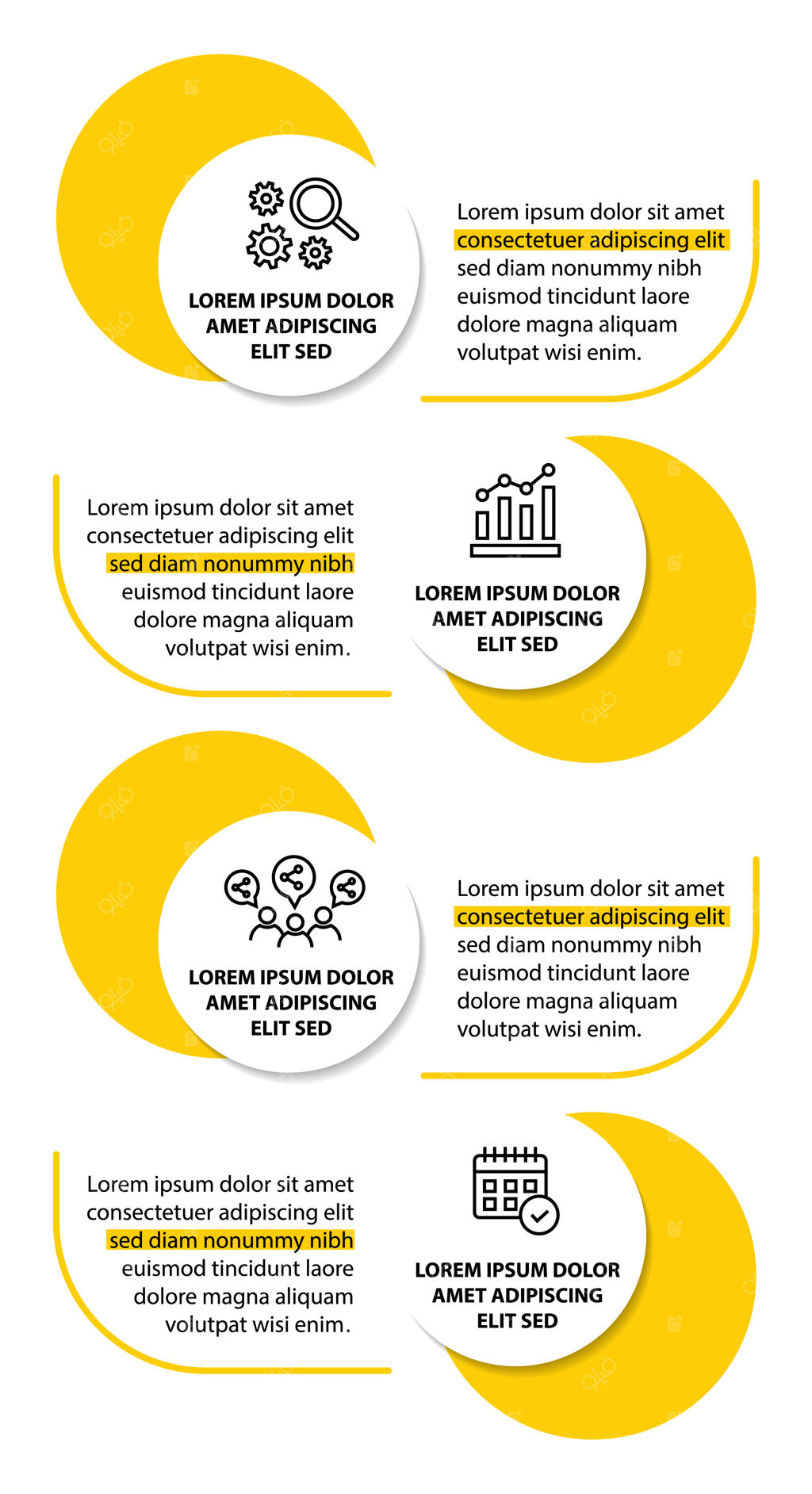 قالب طراحی فلوچارت اینفوگرافیک ۴ مرحله‌ای