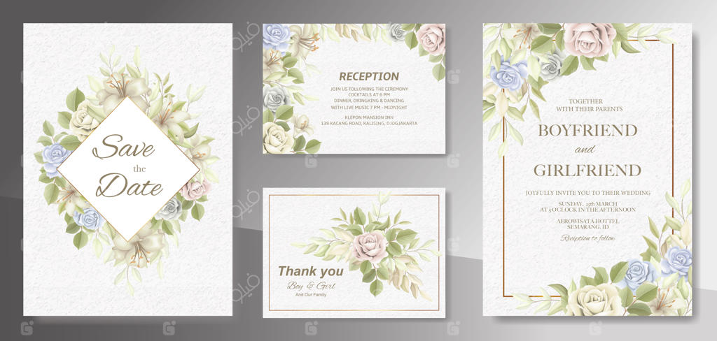 کارت دعوت عروسی با طراحی گل‌های زیبا و شیک