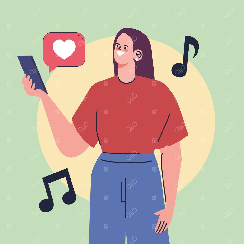 زنی در حال گوش دادن به موسیقی با گوشی هوشمند