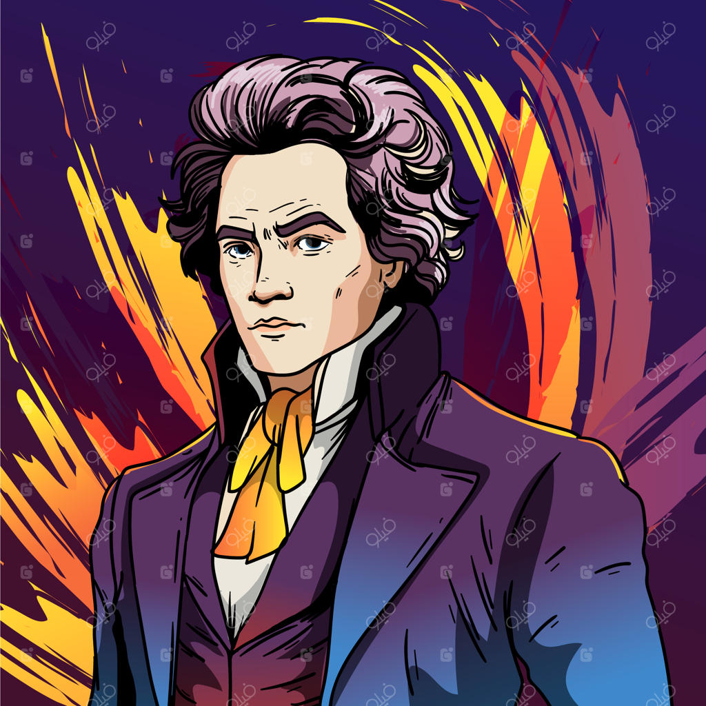 تصویر طراحی شده با دست از بتهوون