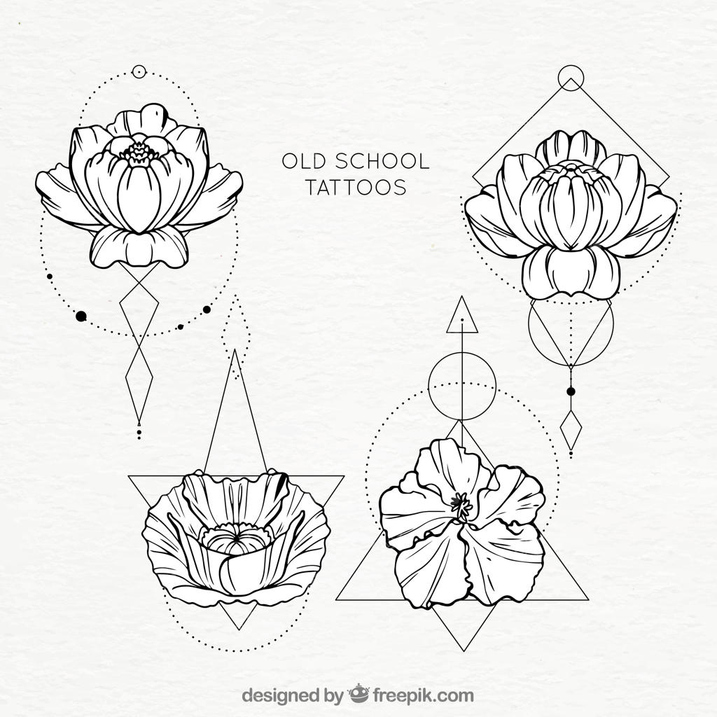 مجموعه تتو گل با طرح‌های هندسی