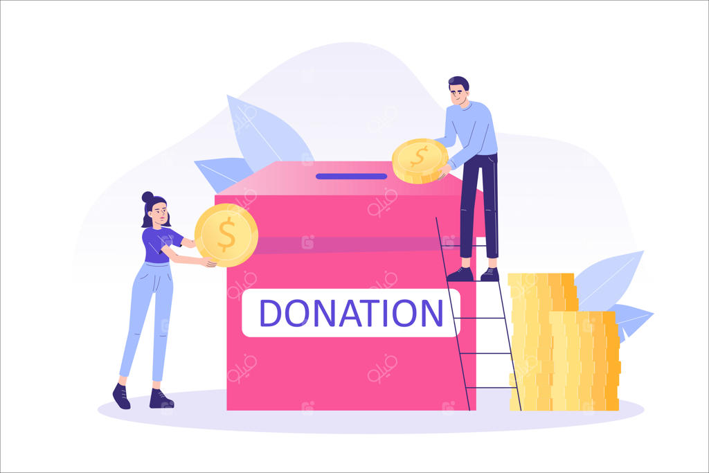 مردم در حال قرار دادن پول در جعبه کمک‌های مالی هستند