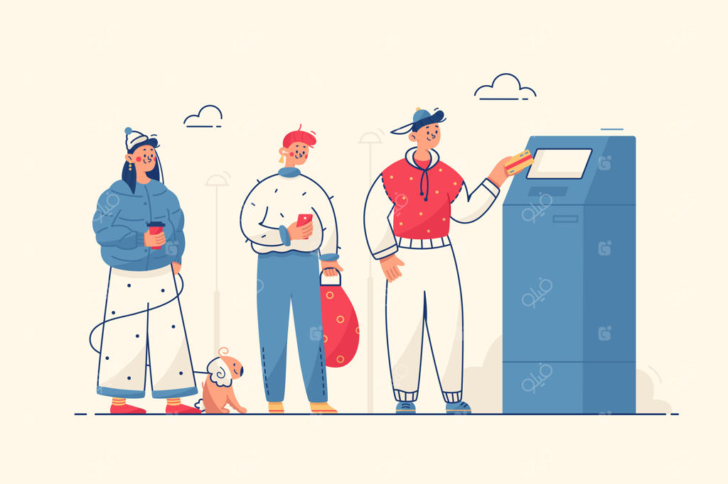 تصویر افرادی در کنار دستگاه خودپرداز