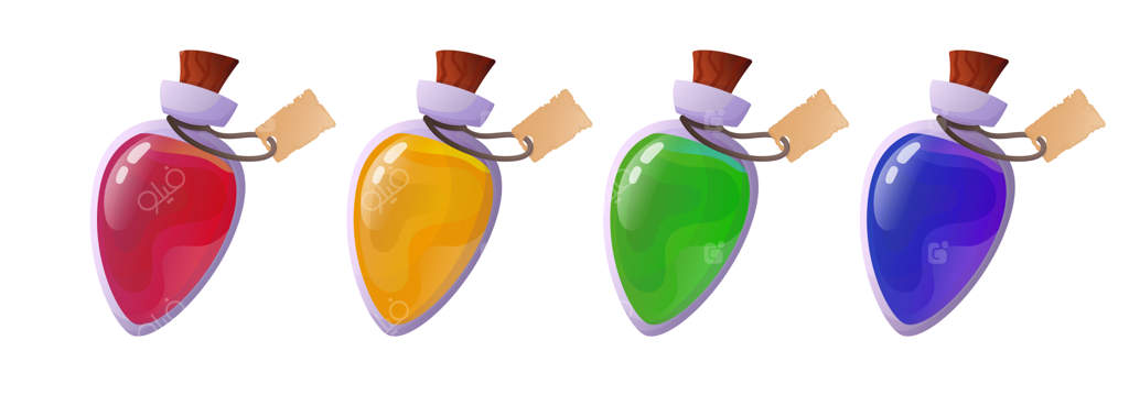 اکسیر جادویی: عناصر رابط بازی کارتونی، بطری‌های کیمیاگری با محلول سحرآمیز