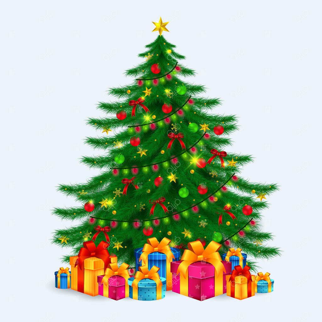 تزئین زیبای درخت کریسمس، فصل کریسمس مبارک