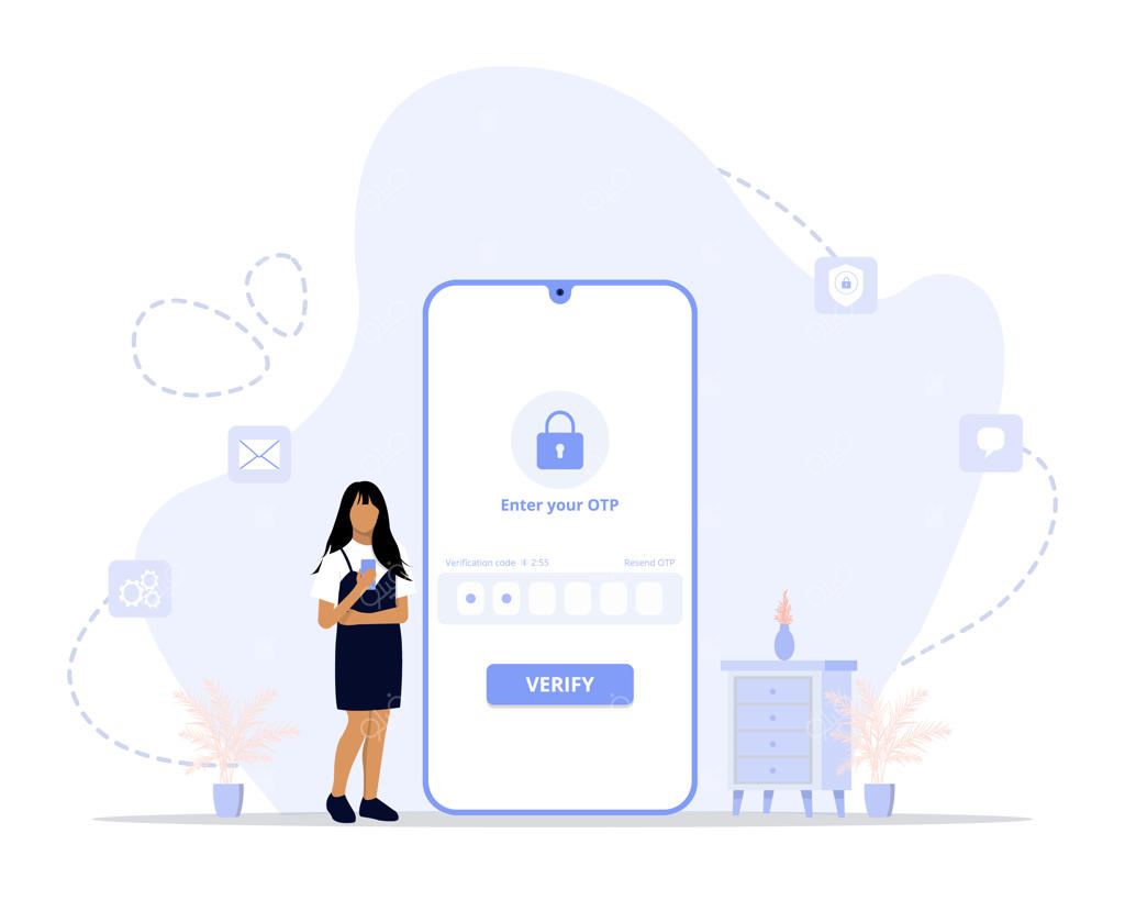 تصویرسازی مفهومی وارد کردن رمز یک‌بار مصرف