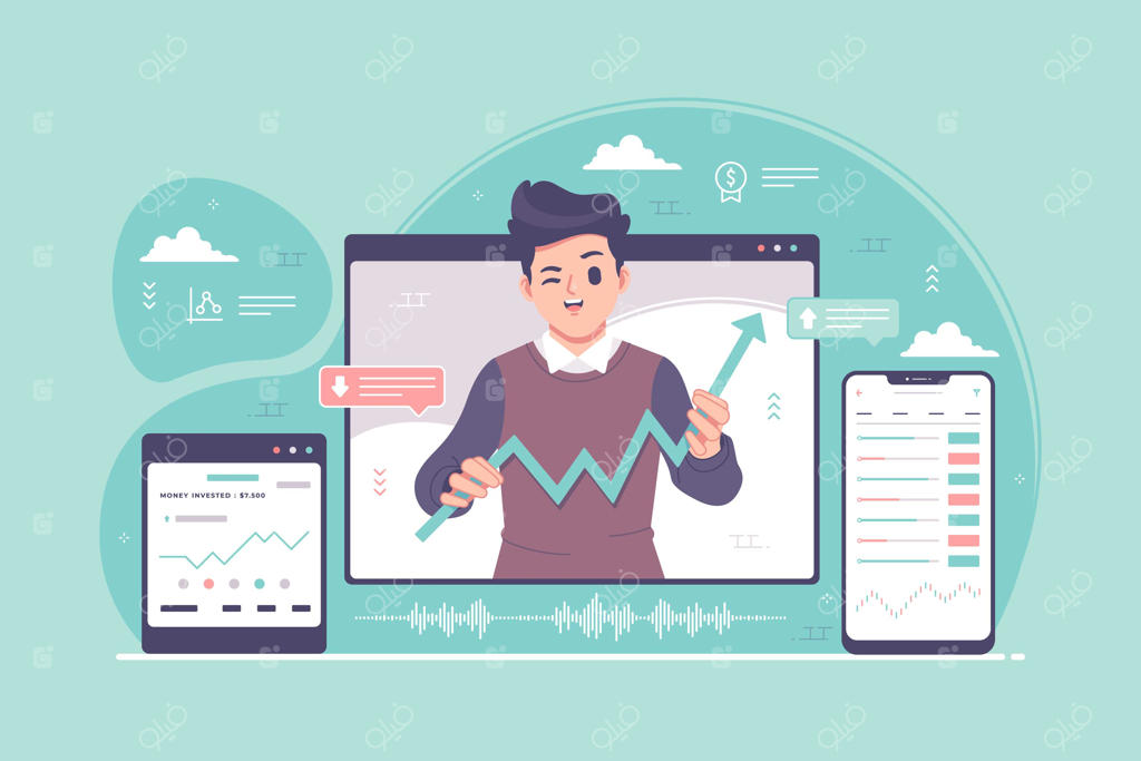 مفهوم کسب و کار سرمایه‌گذاری در بورس - طراحی تخت و ساده