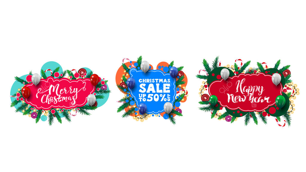 مجموعه بزرگی از عناصر وب تبریک و تخفیف کریسمس به سبک گرافیتی با اشکال انتزاعی و تزئین شده با شاخه‌های درخت کریسمس، آبنبات و گارلند