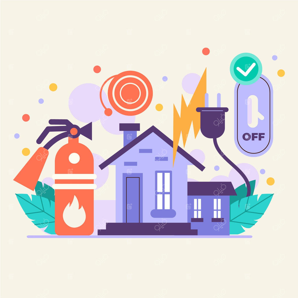 طرح دستی مفهوم پیشگیری از آتش‌سوزی