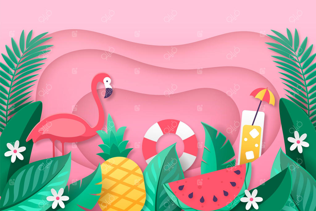 پس‌زمینه خلاقانه تابستانی به سبک کاغذی