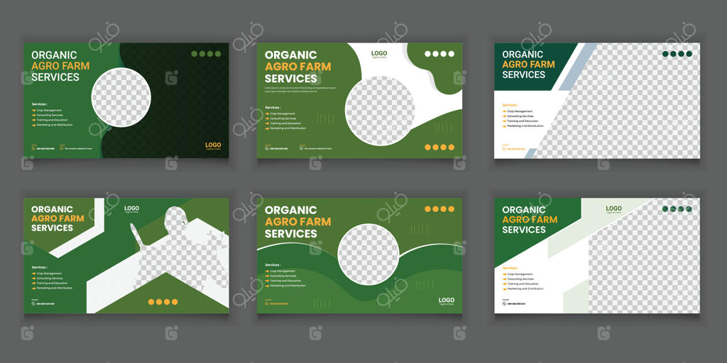 خدمات کشاورزی و مراقبت از چمن: مجموعه طراحی پوستر و بنر وب برای باغبانی و چمن‌کاری